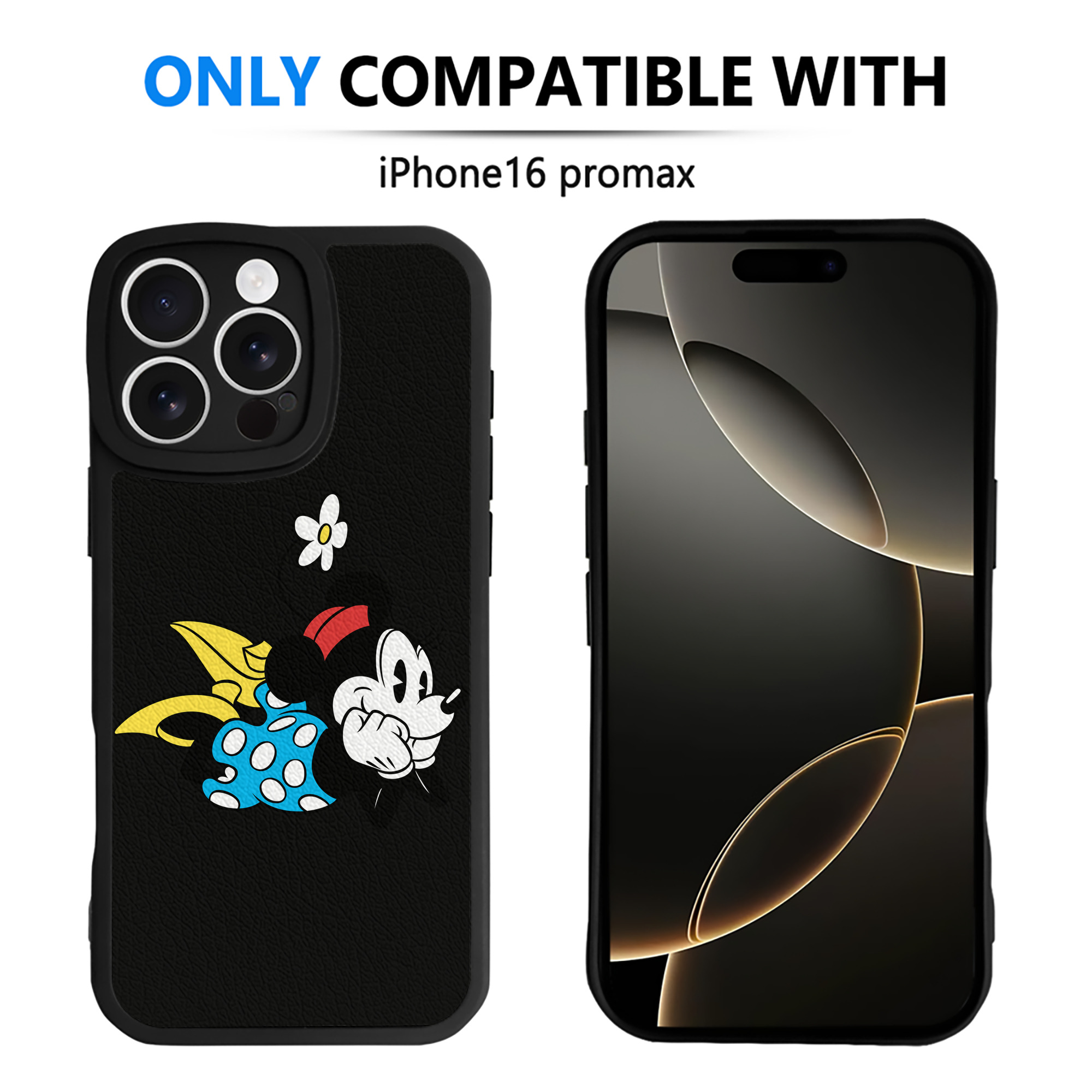 （画像用） ミッキーマウス Mickey Mouse 【iPhone 16シリーズ対応】シリコンスマホケース（レザー調） 材質：シリコン
